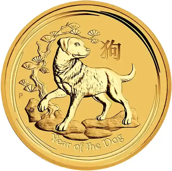 Günstig - 1/10 Unze Goldmünze Australien Lunar II Hund 2018
