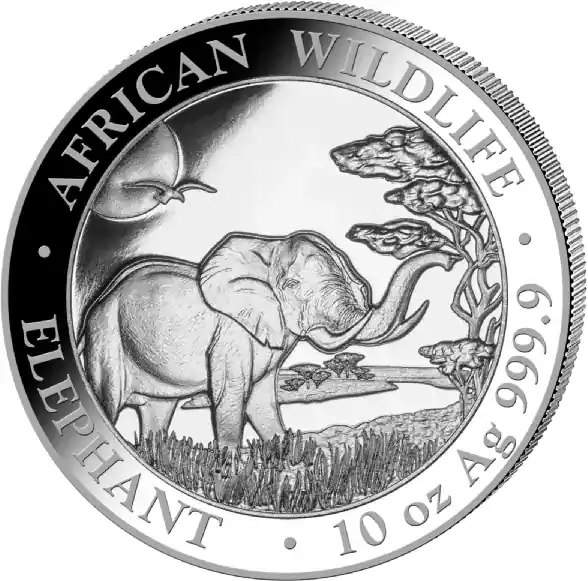 Preisnachlass - 10 Unzen Silbermünze Somalia Elefant 2019