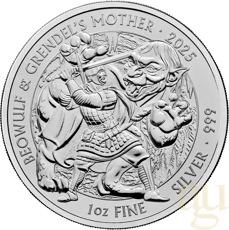 Sehr gut bewertet | 1 Unze Silbermünze Myths and Legends – Beowulf and Grendel‘s Mother 2025