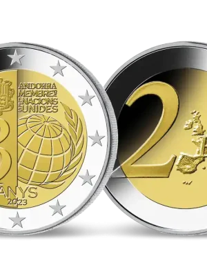 Reduziert - 2 Euro Gedenkmünze Andorra 2023 „30 Jahre UN-Mitgliedschaft“
