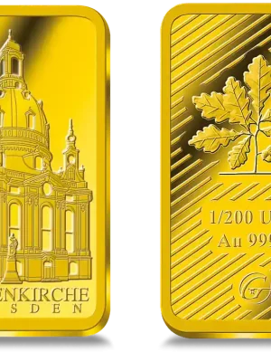 Profi-Qualität | Gold-Gedenkbarren „Frauenkirche Dresden“