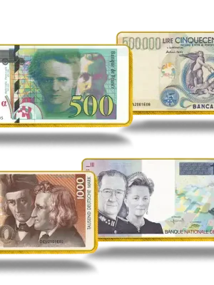 Das Banknoten-Barren-Set zu den „Vor-Euro-Währungen“ | Kostenlose Rückgabe