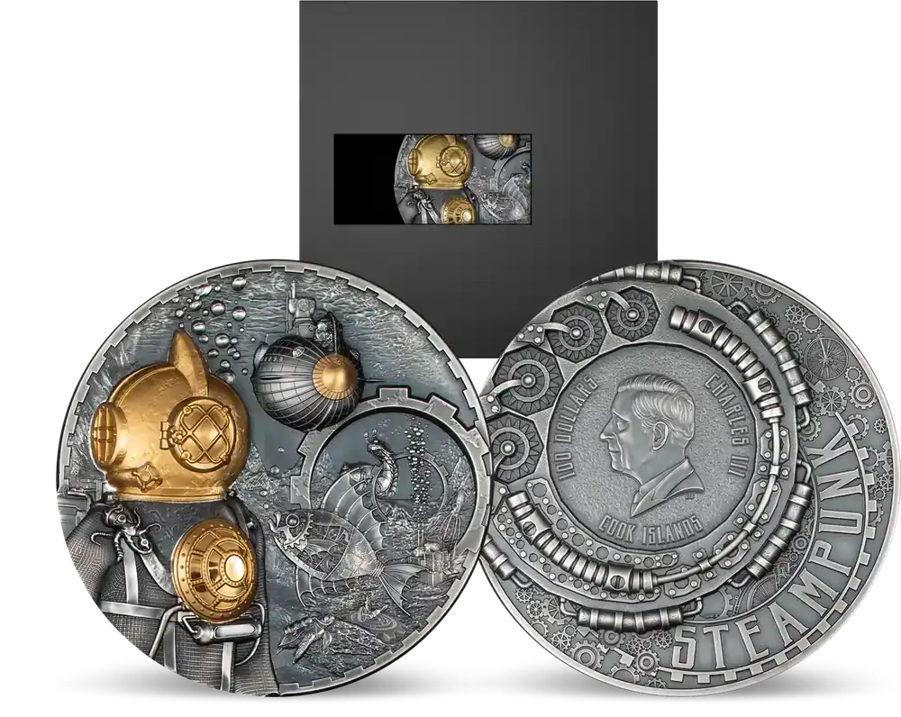 1-Kilo-Silber-Gedenkmünze Steampunk – Jules Verne „Nautilus“ - Preisknaller