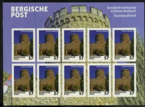 Neu hinzugefügt | Privatpost Bergische Post Schloss Alsbach Bogen Zehnerbogen postfrisch