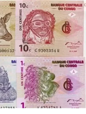 Hohe Qualität - 4er-Satz DR Kongo 1 bis 50 Centimes