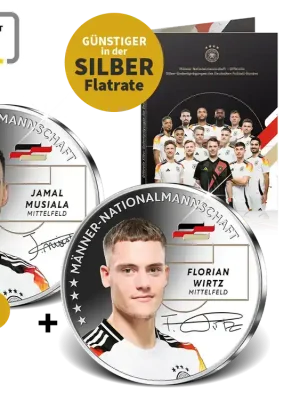 Die offiziellen DFB Silberprägungen der deutschen Nationalmannschaft - Schnelle Zustellung