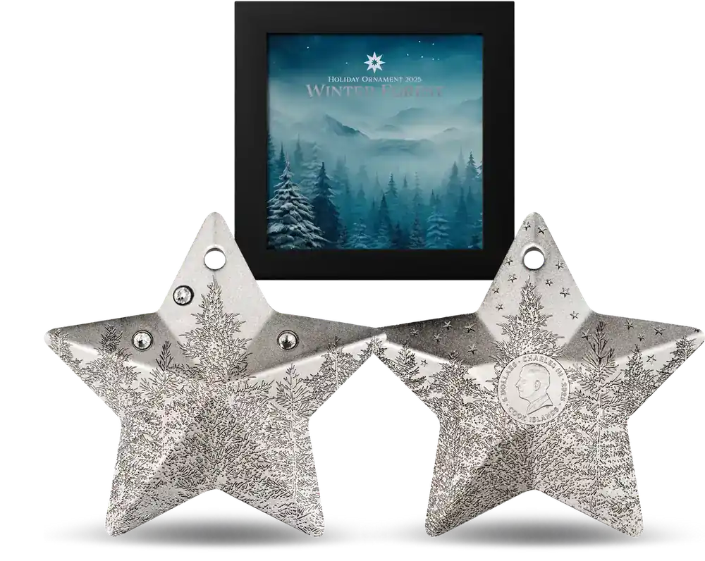 1 Unze-Silber-Gedenkmünze „Weihnachtsstern – Winterlicher Wald“ - Premium-Qualität