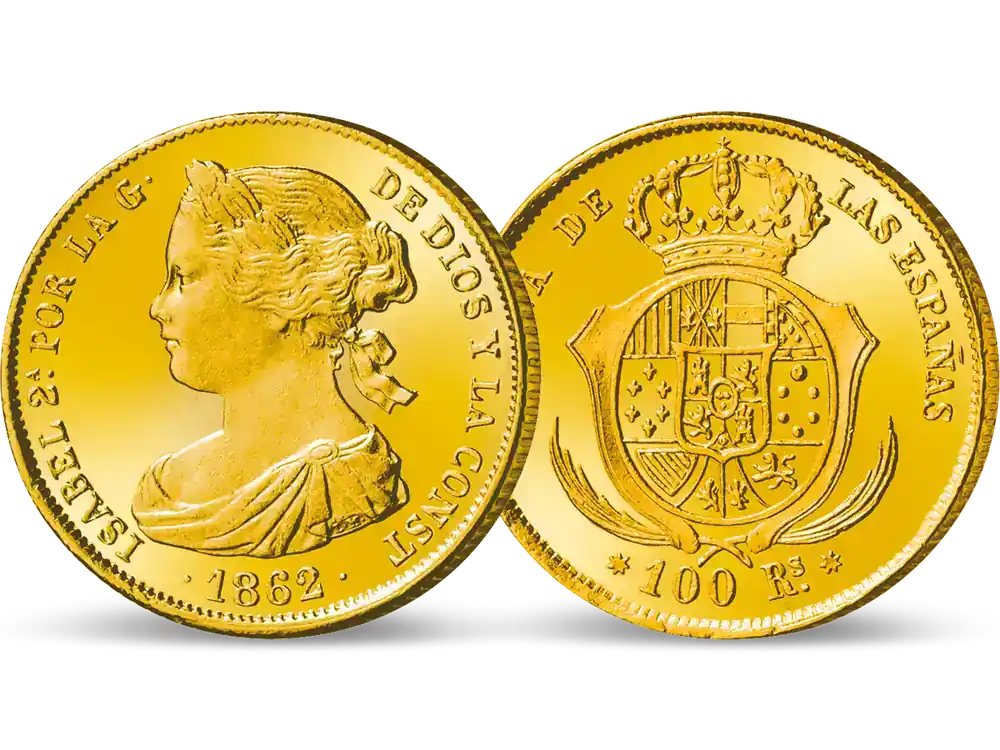 Profi-Qualität | Spanien 100 Reales 1856-1862 Königin Isabella II.