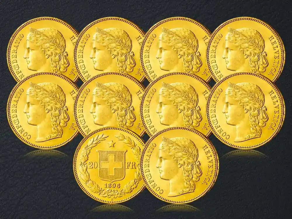 Neues Produkt | Stabilste Währung der Welt 10er-Jahres-Set Schweiz 20 Franken Helvetia