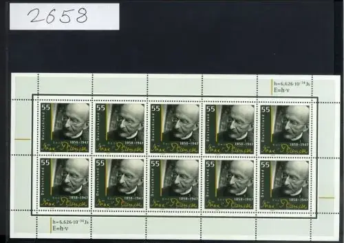 Bund, Michel Nr. 2658 Zehnerbogen postfrisch – Max Planck - Bestellbar