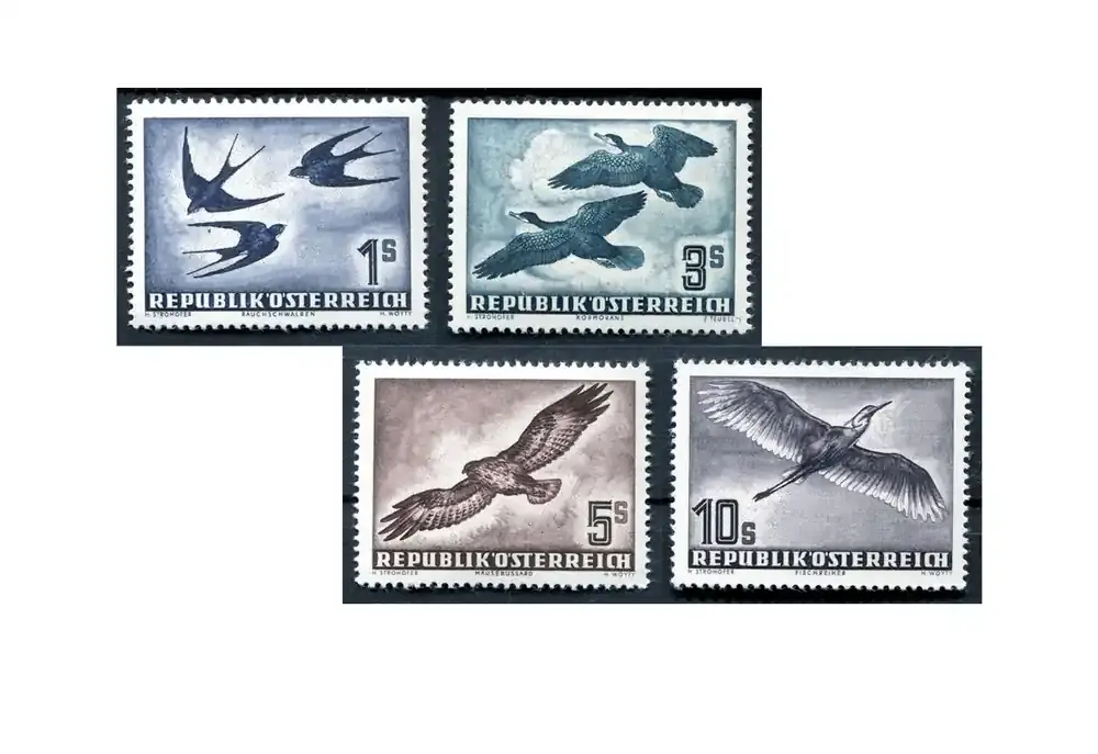 Kostenlose Rückgabe - 2. Republik Österreich Vögel 1953 Mi.Nr. 984/987 Falz