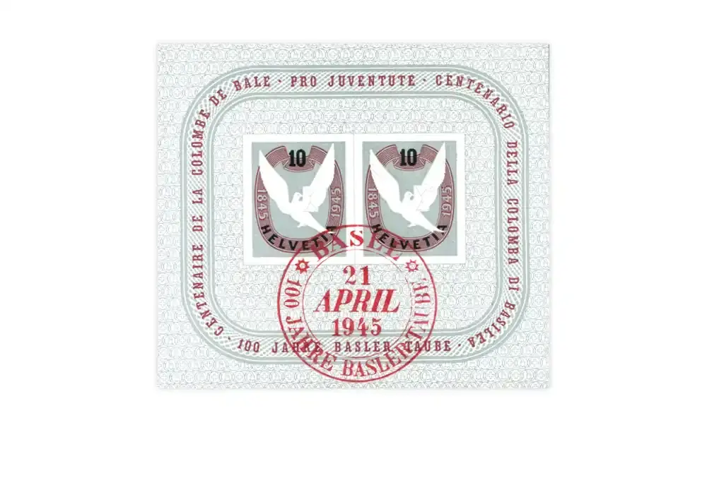 Super-Preis - Briefmarken Schweiz Basler Taube 1945 Block 12 gestempelt