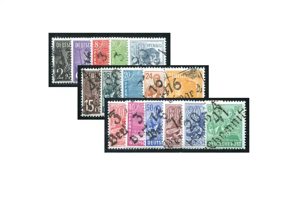 Jetzt zugreifen | SBZ Bezirkshandstempel 1948 Bezirk 36 Potsdam Mi.Nr. 166/181 (ohne 179) gestempelt geprüft