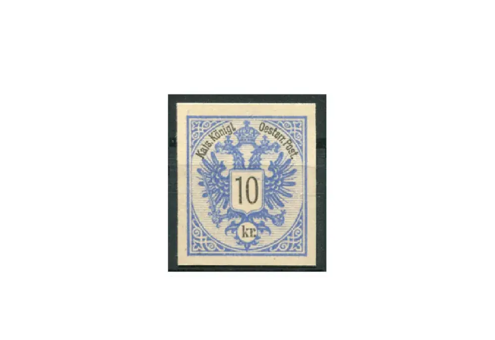 Hammerpreis - Briefmarke Österreich 10 Kreuzer Doppeladler 1883 Michel-Nr. 47 PU III ungezähnt Fotobefund