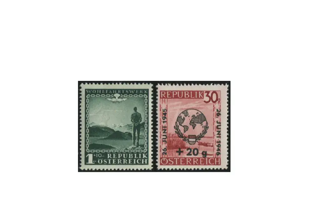 Briefmarken Österreich Wohlfahrt und UN 1945-1946 Michel-Nr. 720+771 postfrisch | Nur heute