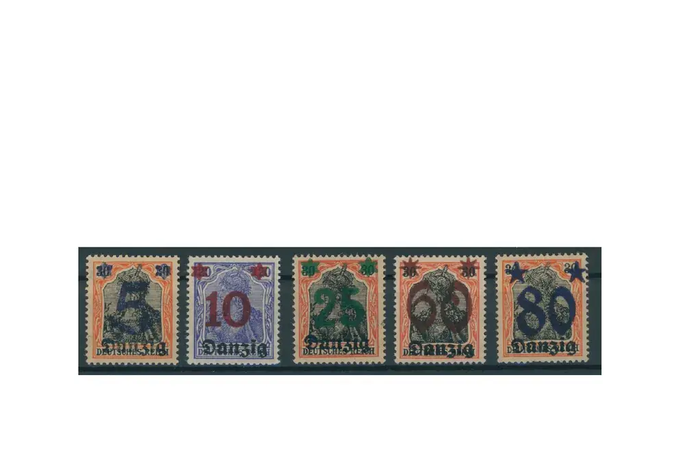 Profi-Qualität - Briefmarken Deutsches Reich Einzelausgaben Danzig 1920-1939 Michel-Nr. 16-20 gestempelt