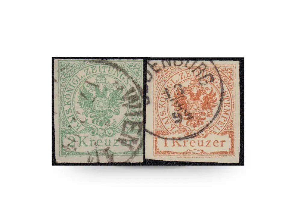 Briefmarke Österreich Zeitungsstempelmarke 1890 Michel-Nr. 7/8 gestempelt - Ausverkauf