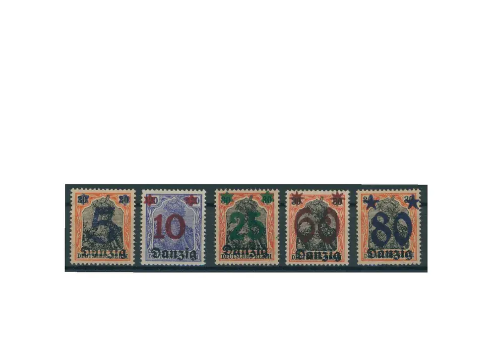 Briefmarken Deutsches Reich Danzig 1920 Michel-Nr. 16-20 postfrisch | Endet bald
