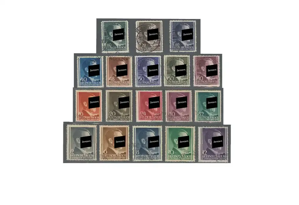 Extra-Rabatt - Generalgouvernement Freimarken 1941/2 Adolf Hitler Michel Nr. 71/88 A gestempelt