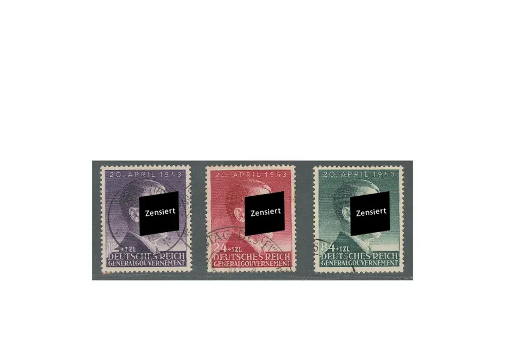Neuheit - Generalgouvernement 1943 54. Geburtstag von Adolf Hitler Michel Nr. 101/103 gestempelt