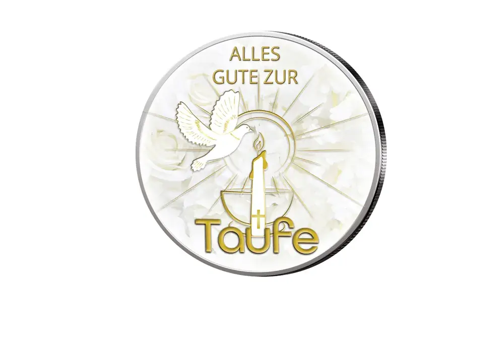 Einfache Rückgabe | American Eagle 1 oz Silber USA mit Farbmotiv Glückwunsch zur Taufe