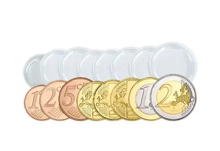 [16,5 – 26 mm] SAM 200 Münzkapseln für 25 Eurosätze je 8 Münzen (1 Cent bis 2 Euro) | Sehr gut bewertet
