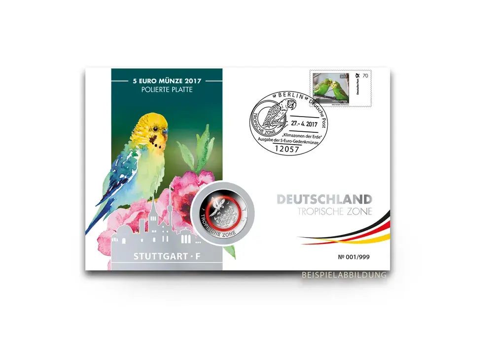 Kuvert für Numisbrief 5 Euro „Tropische Zone“ 2017 PP Prägestätte unserer Wahl | Geprüfte Qualität