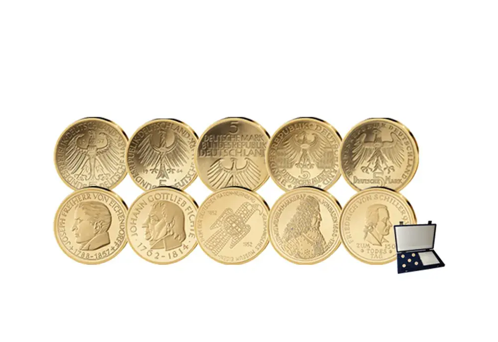 Aktionspreis - Die Ersten Fünf Neuprägungen in Gold mit Etui