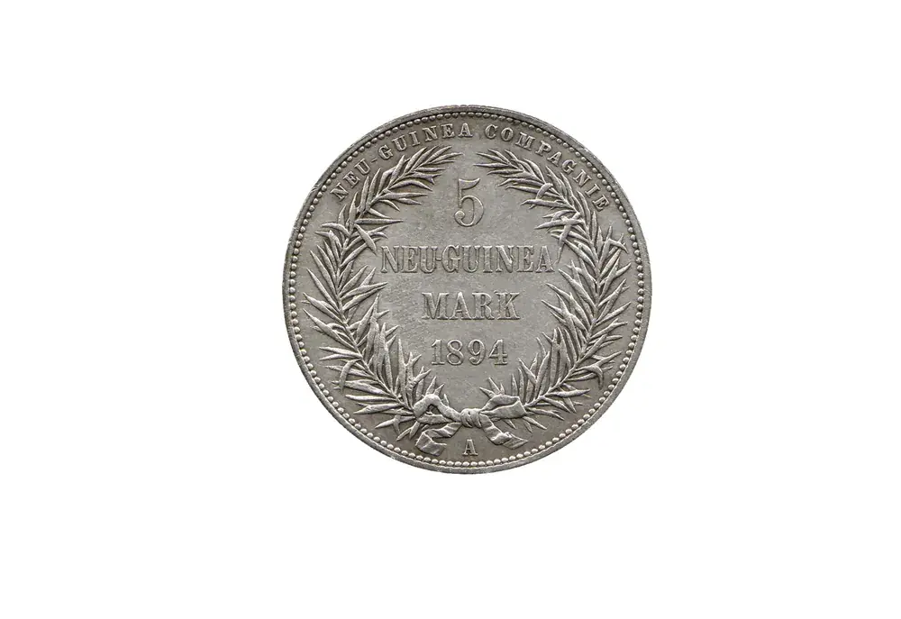 Preisvorteil | 5 Neuguinea Mark 1894 Deutsch-Neuguinea Paradiesvogel Jaeger-Nr. 707 ss/vz