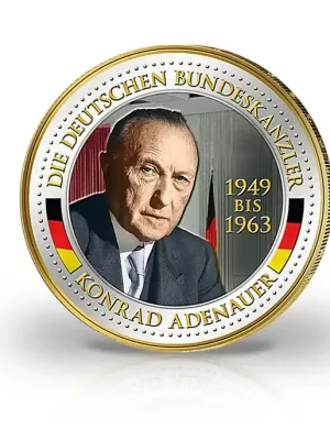 Begrenztes Angebot | 2 Euro Bundeskanzler Konrad Adenauer mit Kaltemaille und 24 Karat Goldauflage