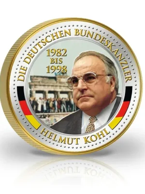 2 Euro Bundeskanzler Helmut Kohl mit Kaltemaille und 24 Karat Goldauflage | Top-Deal