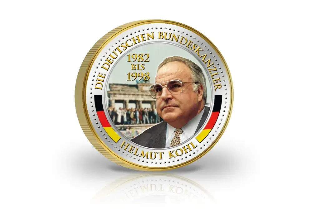2 Euro Bundeskanzler Helmut Kohl mit Kaltemaille und 24 Karat Goldauflage | Top-Deal