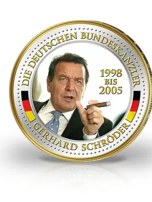 2 Euro Bundeskanzler Gerhard Schröder mit Kaltemaille und 24 Karat Goldauflage - Jetzt bestellen
