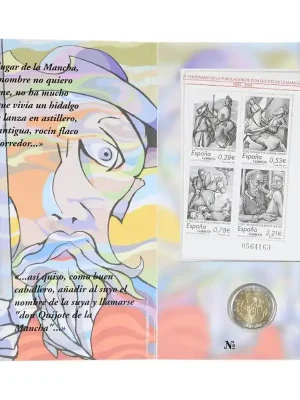 2 Euro Gedenkmünze Spanien 2005 st – Don Quijote – mit Briefmarken - Endet bald