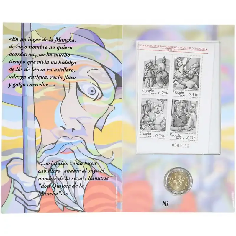 2 Euro Gedenkmünze Spanien 2005 st – Don Quijote – mit Briefmarken - Endet bald