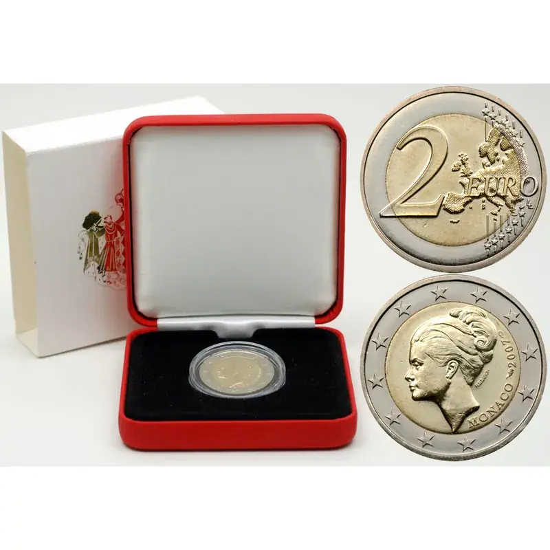 2 Euro Gedenkmünze Monaco 2007 st – Grace Kelly – Etui - Preisnachlass