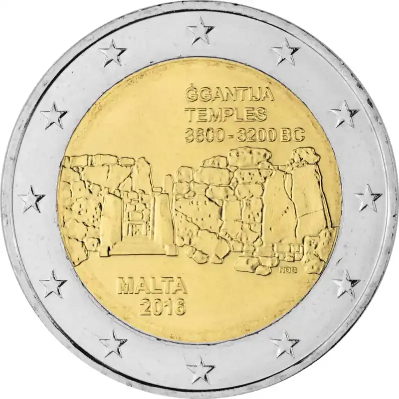 2 Euro Gedenkmünze Malta 2016 bfr. – Ggantija Tempel - Preis gesenkt