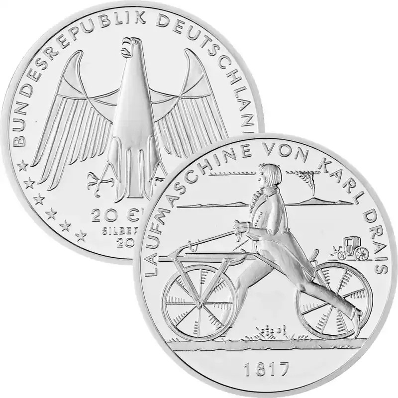 20 Euro Deutschland 2017 Silber bfr. – Laufmaschine Karl Drais 1817 - Extra-Rabatt