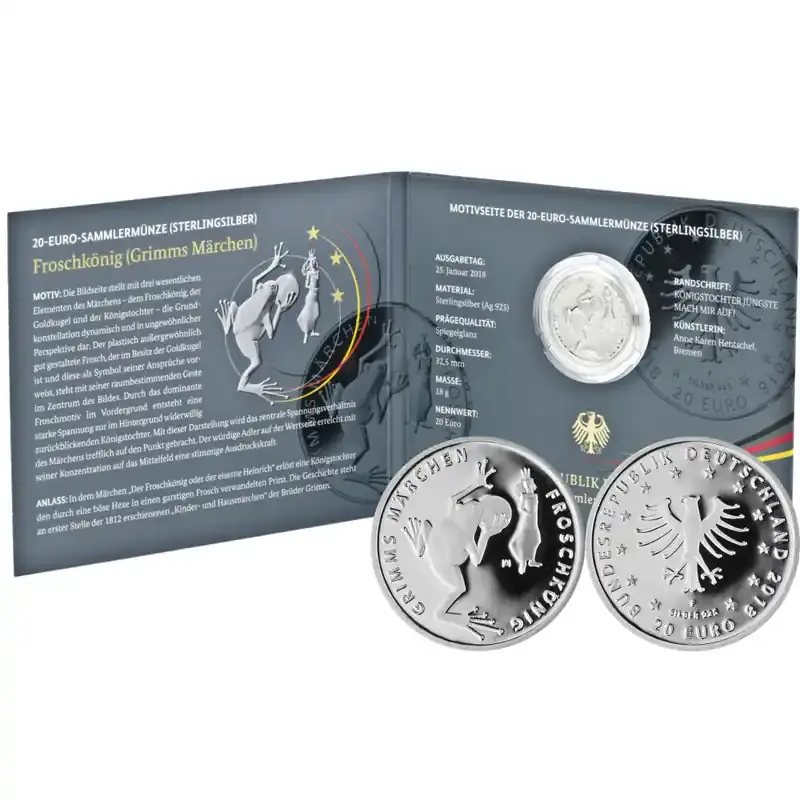 20 Euro Deutschland 2018 Silber PP – Froschkönig (Grimms Märchen) - Preisknaller