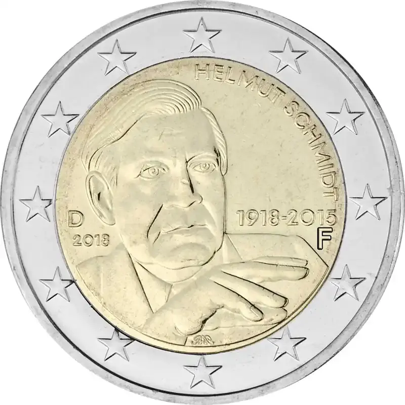 Qualitätsprodukt | 2 Euro Gedenkmünze Deutschland 2018 bfr. – Helmut Schmidt (F)