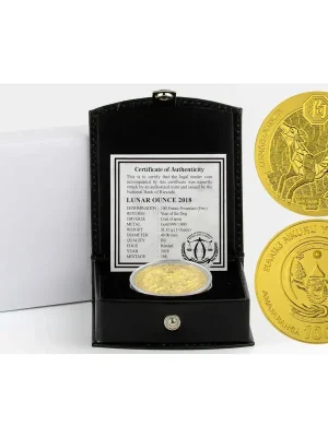 Geprüfte Qualität | 100 Francs Ruanda 2018 – 1 Unze Gold BU – Lunar Jahr des Hundes