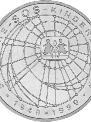 10 DM Gedenkmünze 1999 PP – 50 Jahre SOS – Kinderdörfer | Sehr gut bewertet