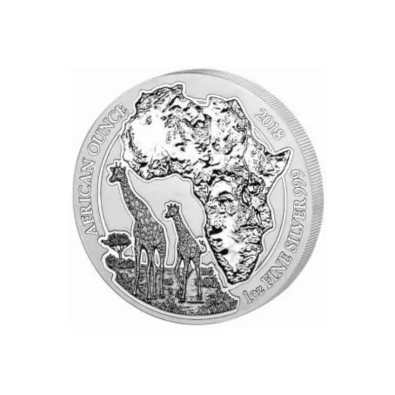 Herstellerpreis - 50 Francs Ruanda 2018 – 1 Unze Silber PP – African Ounce Giraffe