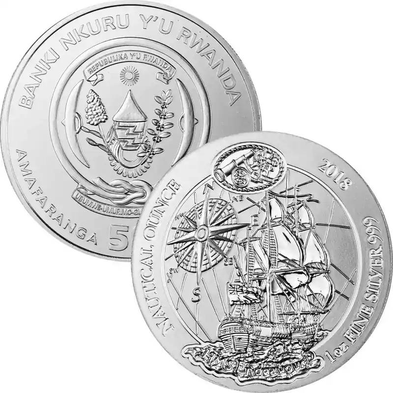 Neues Produkt - 50 Francs Ruanda 2018 – 1 Unze Silber BU – Nautical Ounce Endeavour
