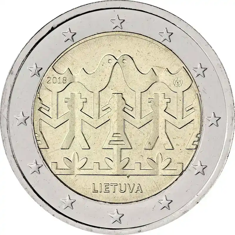Neu hinzugefügt | 2 Euro Gedenkmünze Litauen 2018 bfr. – Chor- und Tanzfest