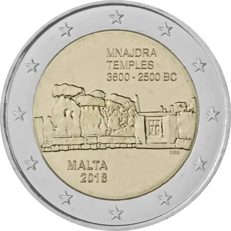 Jetzt verfügbar | 2 Euro Gedenkmünze Malta 2018 bfr. – Tempel von Mnajdra