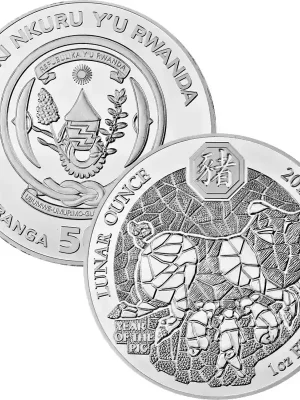 50 Francs Ruanda 2019 – 1 Unze Silber BU – Lunar Jahr des Schweins Year of the pig | Preisnachlass
