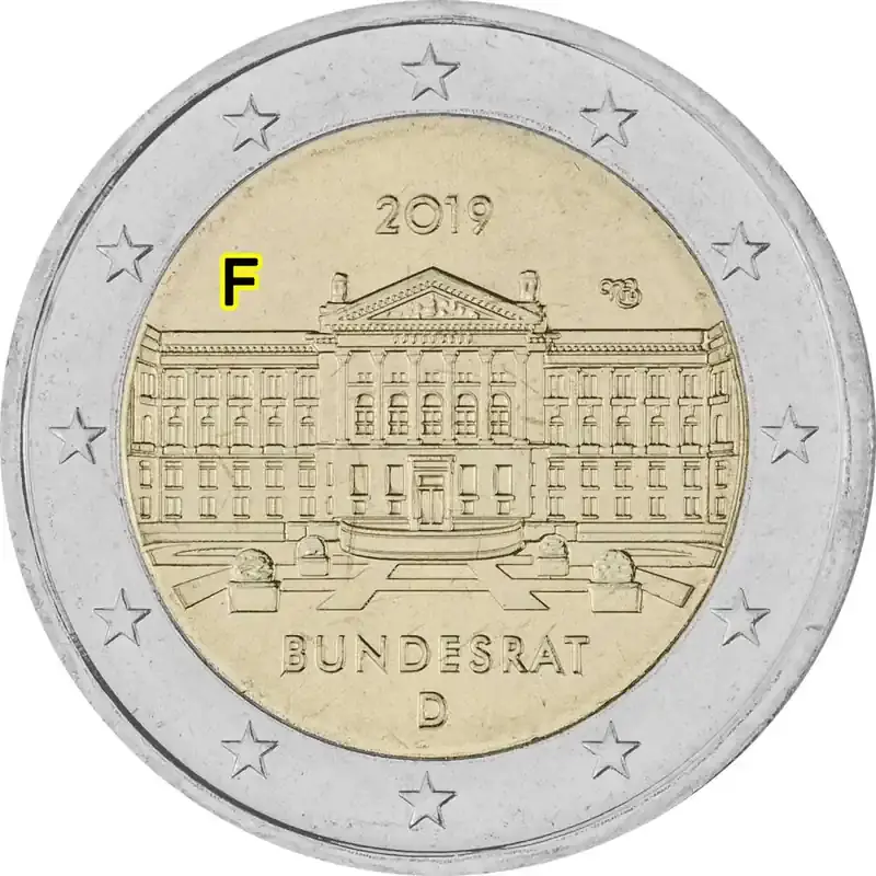 2 Euro Gedenkmünze Deutschland 2019 bfr. – Bundesrat (F) | Neuheit