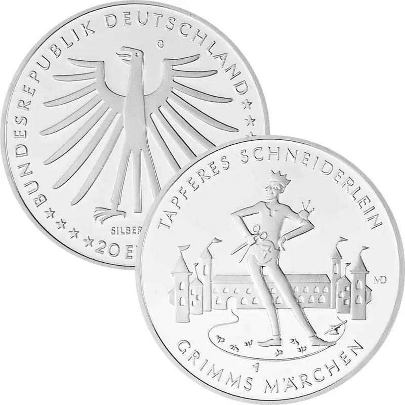 Nur solange der Vorrat reicht - 20 Euro Deutschland 2019 Silber bfr. – Das tapfere Schneiderlein