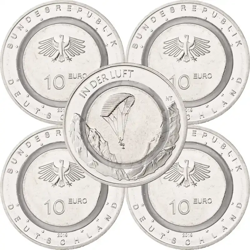 Reduziert | 5 x 10 Euro Gedenkmünze Deutschland 2019 bfr. – In der Luft – A D F G J